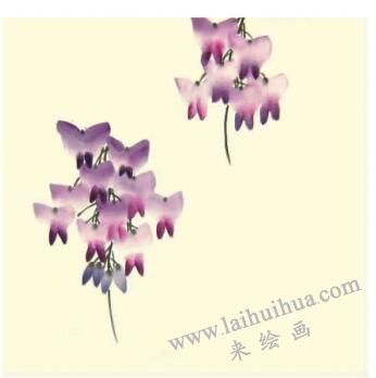 紫藤花儿童水墨画画法步骤02