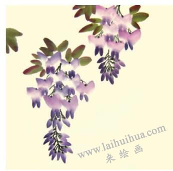紫藤花儿童水墨画画法步骤03