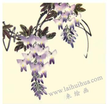 紫藤花儿童水墨画画法步骤04