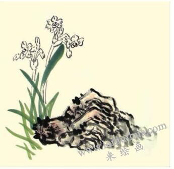 水仙花儿童水墨画画法步骤03