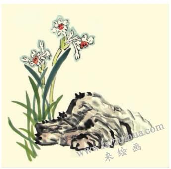 水仙花儿童水墨画画法步骤04