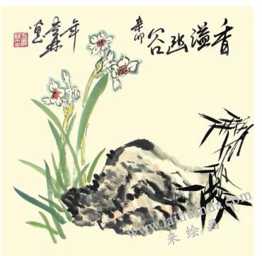 水仙花儿童水墨画画法步骤05