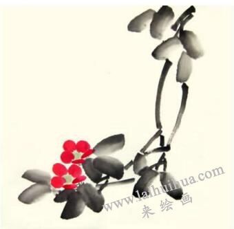 茶花儿童水墨画画法步骤03