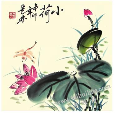 小荷花荷叶儿童水墨画画法步骤05