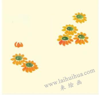 小黄菊儿童水墨画画法步骤02
