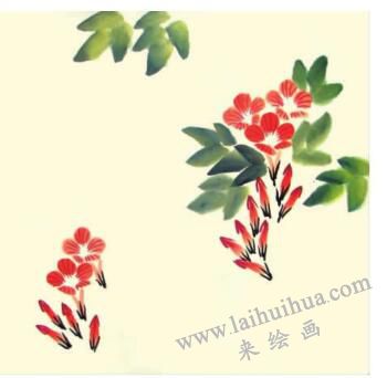 凌霄花儿童水墨画画法步骤03