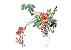 凌霄花儿童水墨画画法