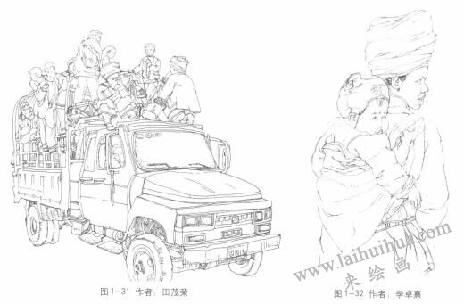传统素描的造型方法：线描式