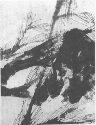 水墨画技法之脱胶法（绘制《松石图》时运用脱胶法的过程）01