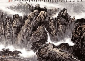 水墨画山水画《太行秋云》作品