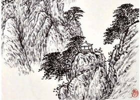 水墨焦墨法《华山雄姿》作品