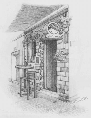 街角小店素描画法步骤11