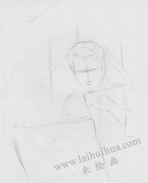 看报的男人素描画法步骤01