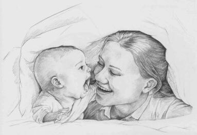 被窝里的亲宝宝素描画法步骤12