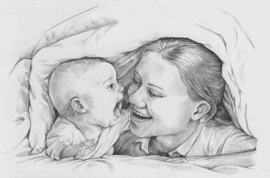 被窝里的亲宝宝素描画法步骤14