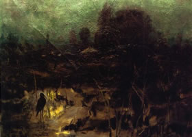 俄罗斯《月夜》风景物油画