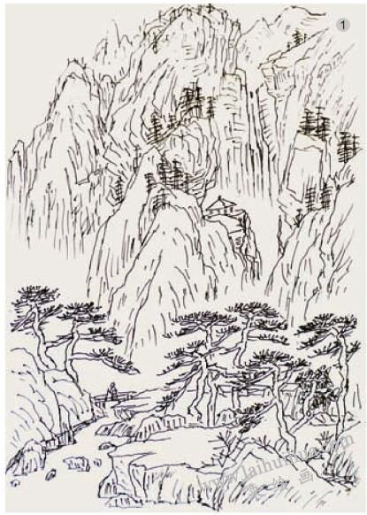 临摹创作《丹壑松风》步骤01