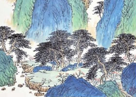 临摹创作山水画《丹壑松风》步骤