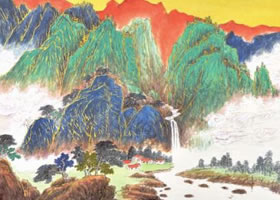 勾金重彩法《溪山揽胜》步骤