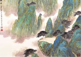 勾金薄彩法《黄山观云》步骤