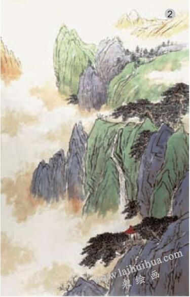 勾线填色法《翠岭流云》步骤02