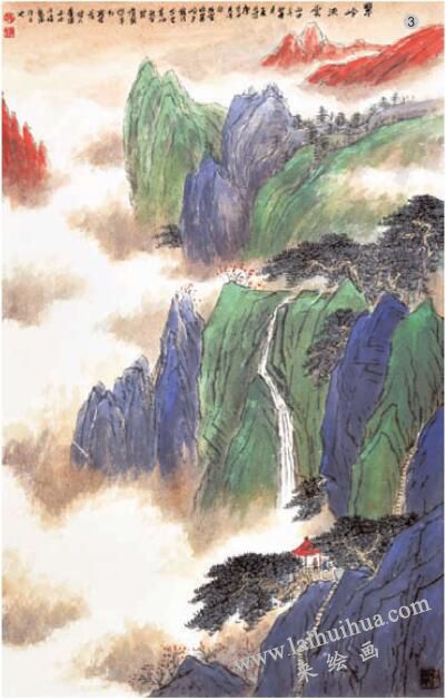 勾线填色法《翠岭流云》步骤03