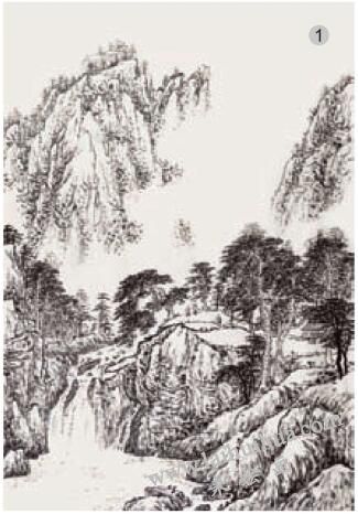 复背着色法（飞色法）《松谷泉声》步骤01