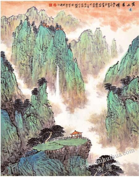 青绿山水画的构图程序04
