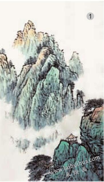 青绿山水画的山石着色方法之烘染法01