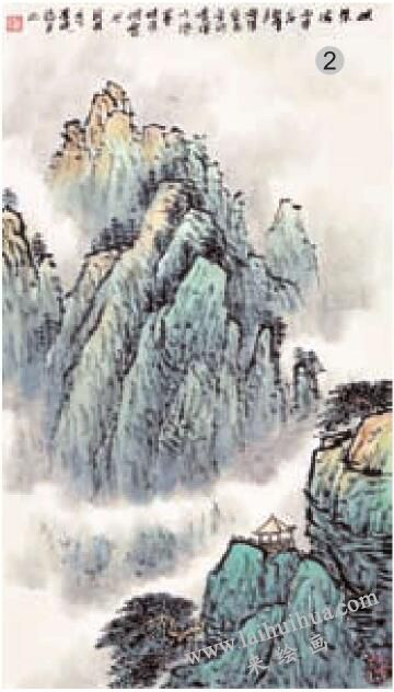 青绿山水画的山石着色方法之烘染法02