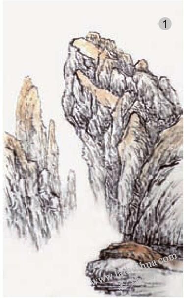 青绿山水画的山石着色方法之飞色法01