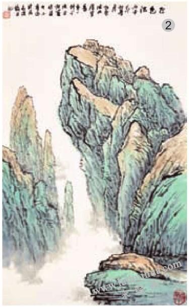 青绿山水画的山石着色方法之飞色法02