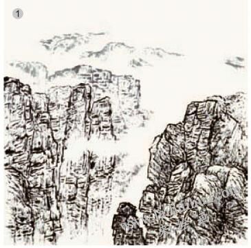 《云岫挂壁锁太行》的画法步骤01
