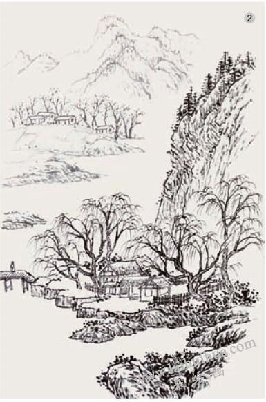 山水画《湖山春色》的画法步骤02