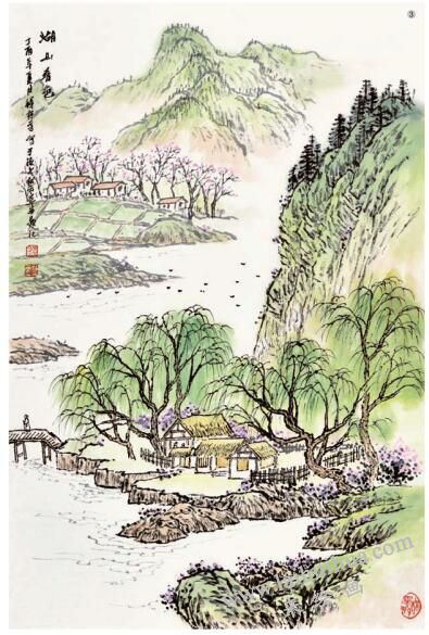 山水画《湖山春色》的画法步骤03