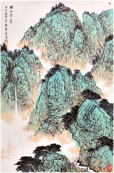 山水画《深山古寺》的画法步骤03