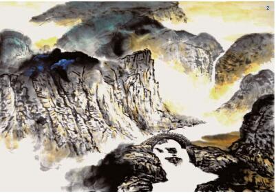 山水画《溪山秋韵》的画法步骤02