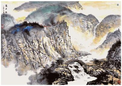 山水画《溪山秋韵》的画法步骤04