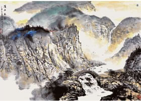 山水画《溪山秋韵》的技法与解析