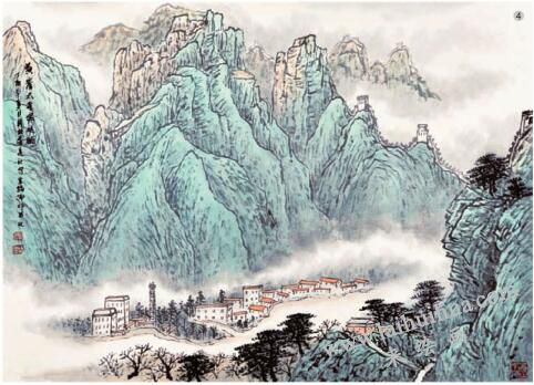 山水画《黄崖太平寨远眺》的画法步骤04