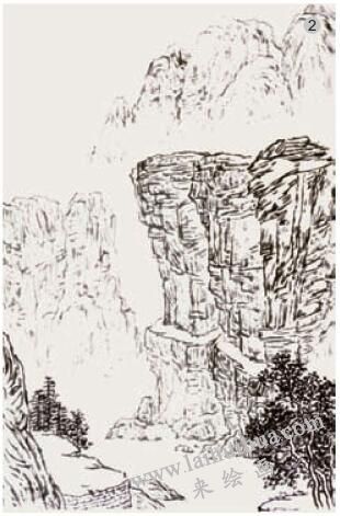 焦墨山水画的画法步骤二