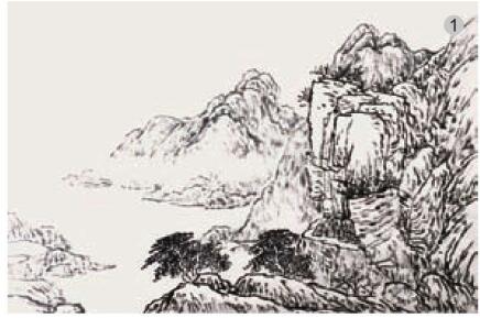 积墨山水画的画法步骤一