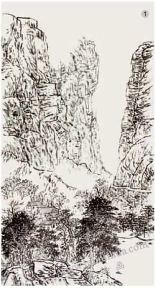 积墨山水画《太行山居图》画法步骤01