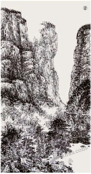 积墨山水画《太行山居图》画法步骤02