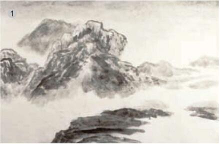浓破淡法画法步骤01，破墨山水画的画法步骤