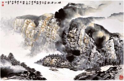 水墨相破法画法步骤03，破墨山水画的画法步骤