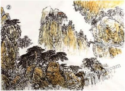 水墨赭石淡彩画法步骤02