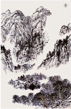 水墨赭绿重彩画法步骤01