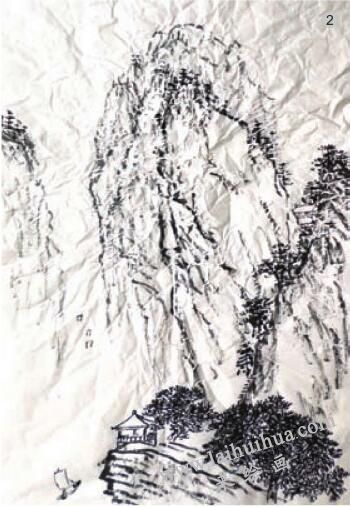 水墨山水画皱纸法技法步骤02