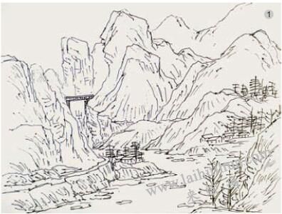 水墨山水画创作《兴隆白马川》小稿